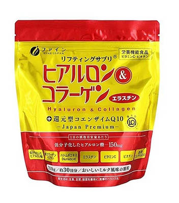 Японський питний колаген Fine Japan Hyaluron & Collagen + Q10 Japan Premium Refill 210g