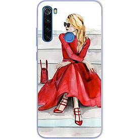 Силіконовий бампер з зображенням для Xiaomi Redmi Note 8 Lady in Red