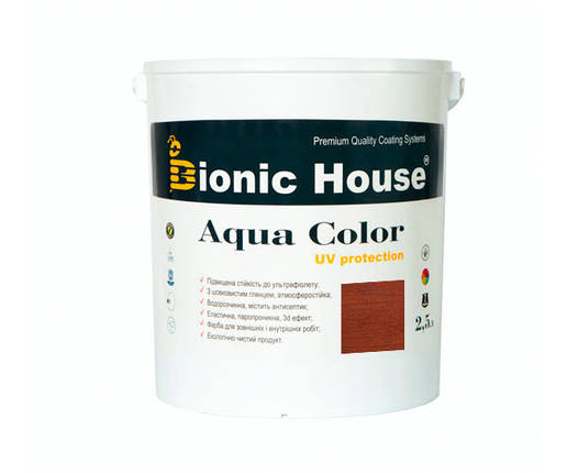 Фарба для дерева Bionic-House Aqua Color UV-protect 2,5л Марсала, фото 1