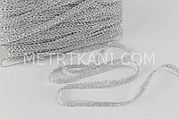 Бейка кружевная серого цвета с серебряною нитью,ширина 3 мм. № Т-А8