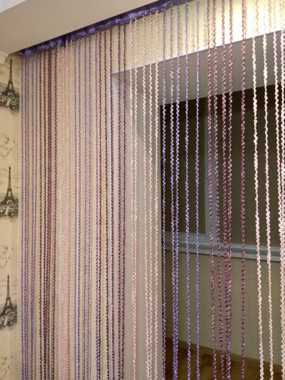 Веревочные шторы-нити сливовый\сирень\розовый дождик - фото 5 - id-p1073999056