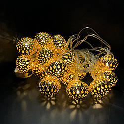 Світлодіодна гірлянда Кульки "Золото" 20 ламп 4 метри, багато різновидів!