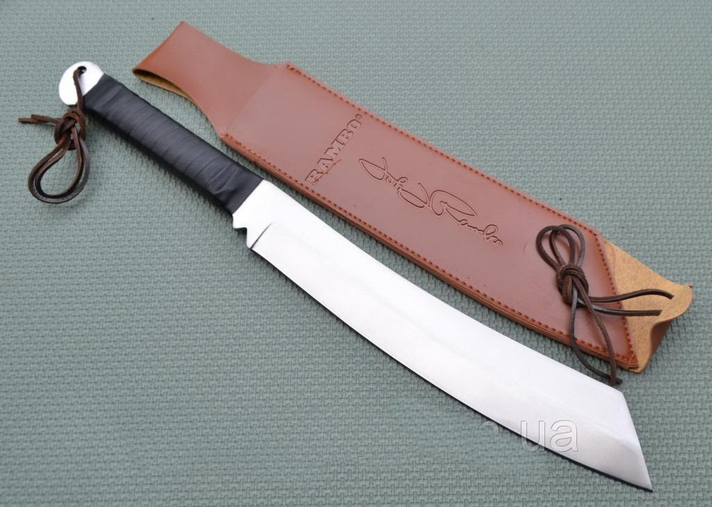Мачете кукрі сталеве Rambo-IV Рембо (сталь), рукоять, піхви з шкірозамінника турист/ мисливець, фото 1