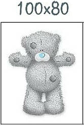 Панель із сатину для дитячого пледа "Ведмедик Тедді з блакитним носом" 80*100 см