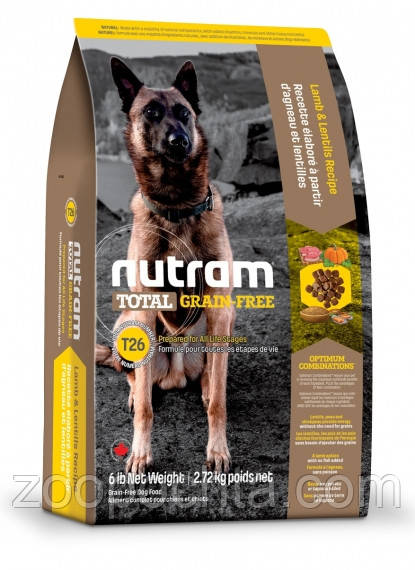 Сухий беззерновий корм Nutram для собак з ягням 11.3КГ, фото 1