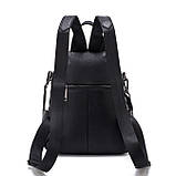 Рюкзак сумка (трансформер) міський жіночий шкіряний. Рюкзак з натуральної шкіри (чорний), фото 6