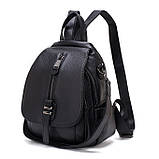 Рюкзак сумка (трансформер) міський жіночий шкіряний. Рюкзак з натуральної шкіри (чорний), фото 4