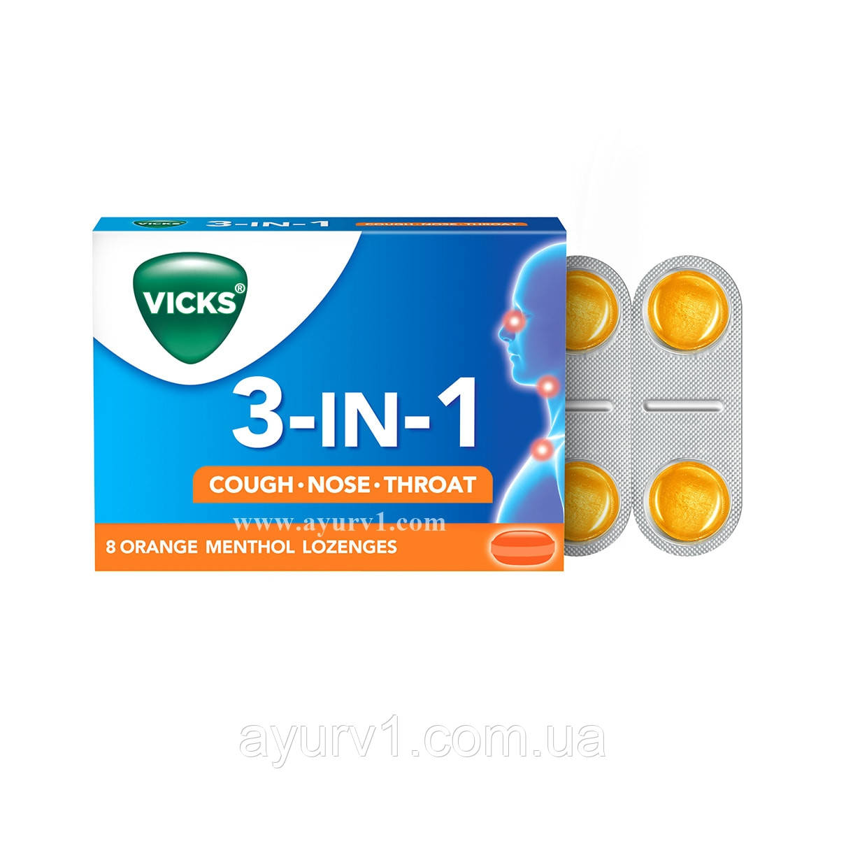 Вікс 3-в-1 від застуди / Vicks / UPL / Індія / 8 пастилок