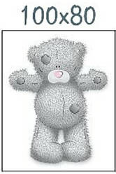 Панелька із сатину для дитячого пледа "Ведмедик Тедді з рожевим носом" 80*100 см