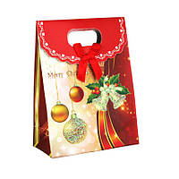 Сумочка подарочная Gift Bag Velcro Бумага С Роджеством! Merry Christmas 16x12x6 см (20837)