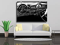 Картина на полотні "Від інтер'єра старовинного автомобіля в чорно-білому"