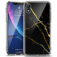 Чехол ESR для iPhone XR Mimic Marble Tempered Glass, Black Gold (4894240071205)