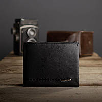 Гаманець шкіряний чоловічий KAFA чорний, із затискачем, на магніті (fb)