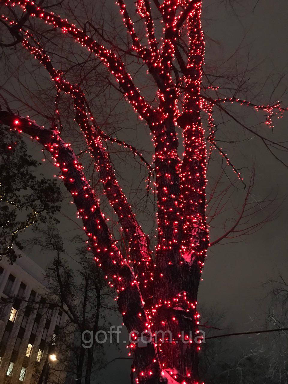 Гірлянда вулична нитка 100 LED червоний колір 10 метрів