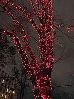 Гирлянда уличная нить 100 LED красный цвет 10 метров