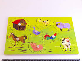 Дерев'яна іграшка Дощечка вкладки з тваринами Ферма
