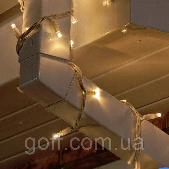 Вулична світлодіодна гірлянда нитка 100 LED білий теплий 10 м білий дріт