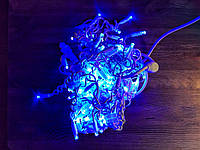 Уличная гирлянда нить 100 LED синий 10 м белый провод