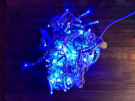 Вулична гірлянда нитка 100 LED синій 10 м білий дріт