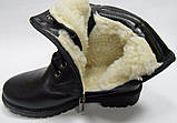Зимові підліткові дитячі  черевики для хлопчика з натуральної шкіри, розмір 32 - 41, чорні, фото 5