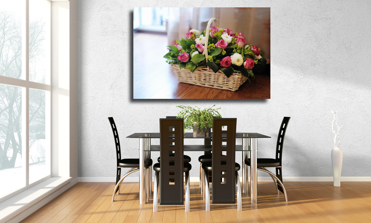 Картина для кухні на полотні "Букет квітів у кошику"