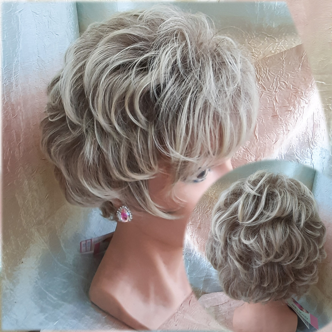 Перука кучерява пишна з термоволосся "П'ЄХА" платиновий омбре FLORA Dr-R10/26, фото 1