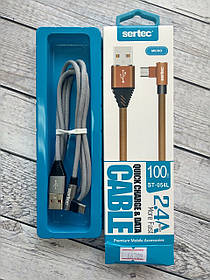 Кабель Usb Micro USB Sertec ST-054L 2.4A 1m (Г-подібний, метал. Коннектор, круглий) Grey