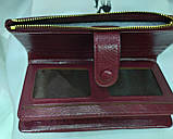 Гаманець жіночий бордовий на кнопки і блискавки, фото 4