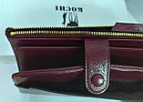 Гаманець жіночий бордовий на кнопки і блискавки, фото 5