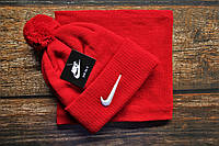 Горловик шапка мужской Nike Найк красный бафф комплект с белым значком