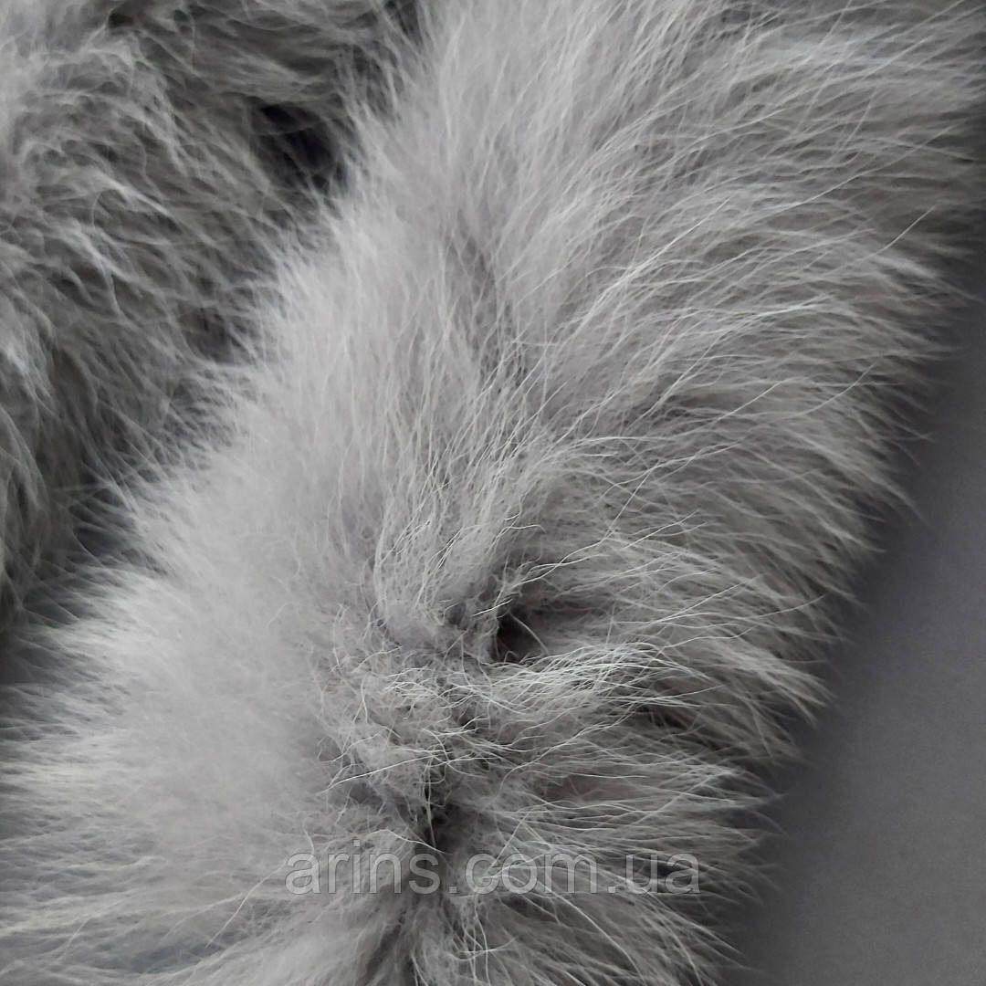 Облямівка на капюшон із натурального хутра песця хвостової частини.Кольор світло-сірий (металік). Довжина 60 см, фото 1