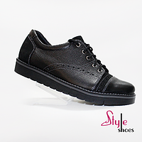 Туфлі чоловічі оксфорди шкіряні чорного кольору Style Shoes