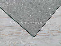 Глиттерный фоамиран, 20х30 см (А4), серебро.
