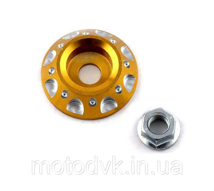 Гайка декоративна маточина мотоцикла жовтогаряча