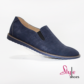 Туфлі мокасини з синього нубука «Style Shoes»