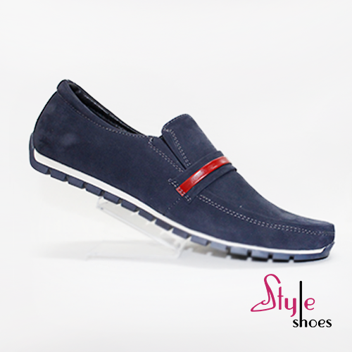Чоловічі мокасини нубукові синього кольору «Style Shoes»