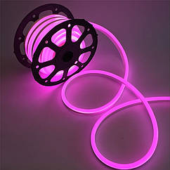 Світлодіодна стрічка Led гнучкий неон 6 Вт 120 LED/м 240°, 8х17 мм, 220В IP65 рожевий