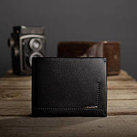 Шкіряний чоловічий гаманець із затискачем Kafa 555-9m чорний, на магніті (fb)