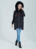 Зимова жіноча чорна куртка парку з натуральним хутром zlly 92016, фото 6