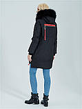 Зимова жіноча чорна куртка парку з натуральним хутром zlly 92016, фото 2