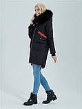 Зимова жіноча чорна куртка парку з натуральним хутром zlly 92016, фото 5