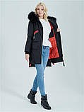 Зимова жіноча чорна куртка парку з натуральним хутром zlly 92016, фото 3