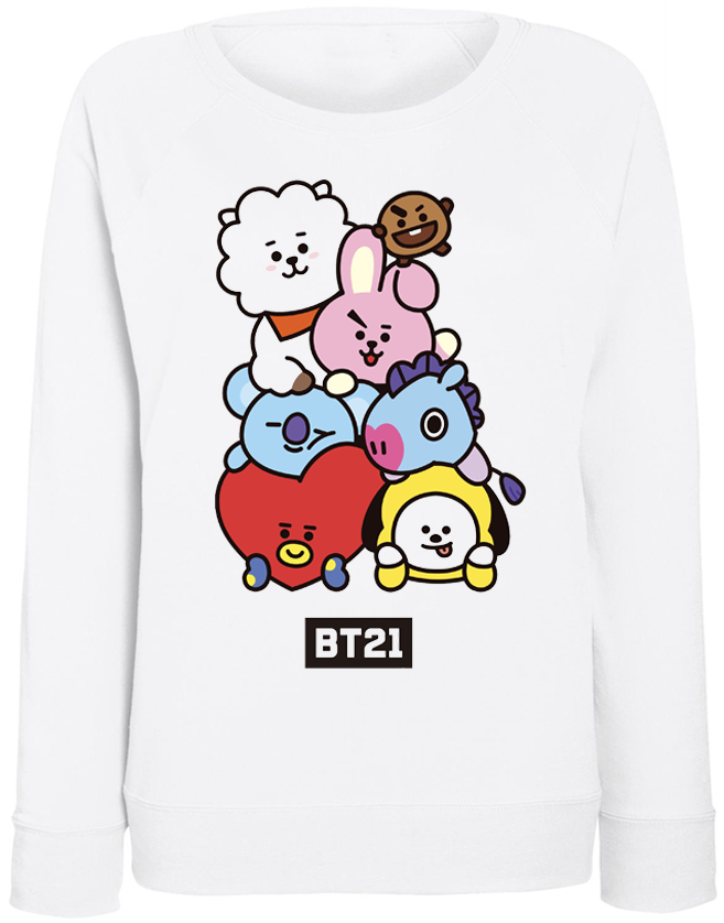 Женский свитшот BTS Bangtan Boys "BT21" (белый) - фото 1 - id-p1074870269