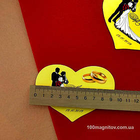 Магниты на свадьбу "Сердце" на заказ. Размер 95х72 мм 1