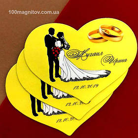 Магниты на свадьбу "Сердце" на заказ. Размер 95х72 мм 6