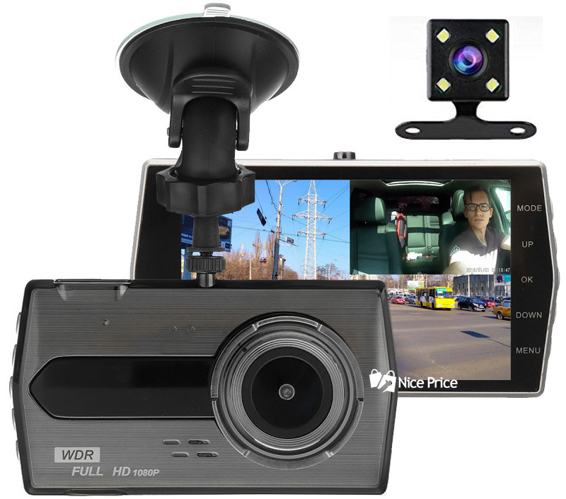 Автомобільний відеореєстратор UKC CSZ-Z27 WDR Full HD 1080P 2 камери Black