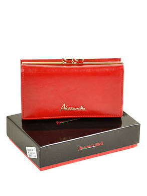 Компактный кошелек красного цвета на кнопке глянцевая кожа 14*8,5*4 ALESSANDRO PAOLI (W2155 red), фото 2