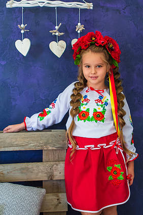 Вишитий костюм для дівчинки Маки з Ромашками блузка та спідниця