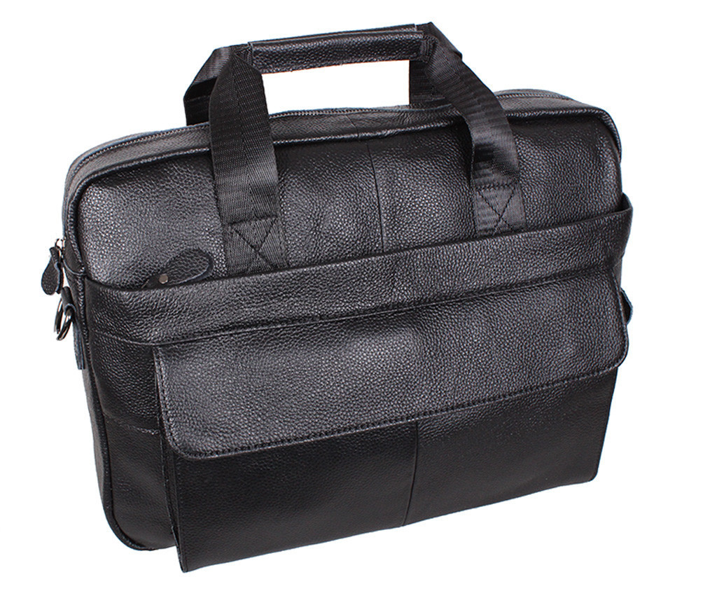 Чоловіча сумка шкіряна Dovhani R0091 Чорна 38 х 27 х 8