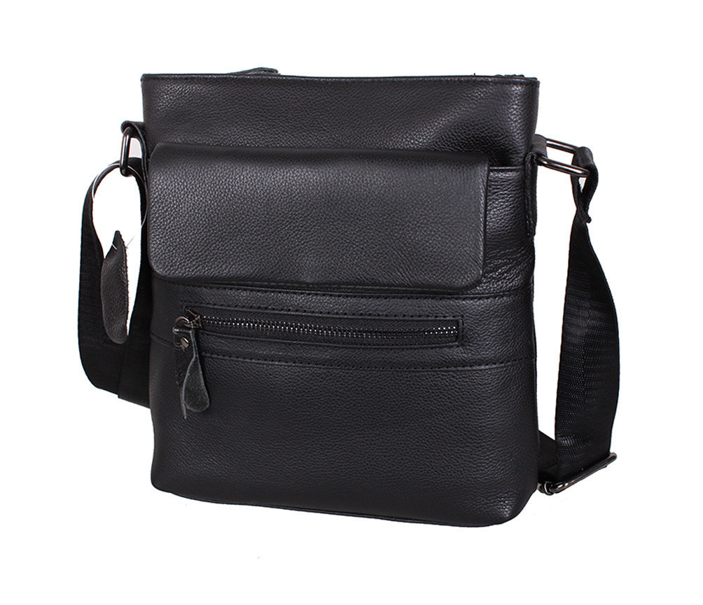 Чоловіча шкіряна сумка Dovhani R0077 Чорна Ш22хВ25хГ6-8см